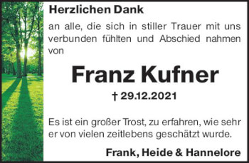 Traueranzeige von Franz Kufner von vrm-trauer Darmstädter Echo