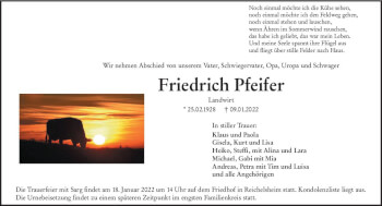 Traueranzeige von Friedrich Pfeifer von vrm-trauer Odenwälder Echo