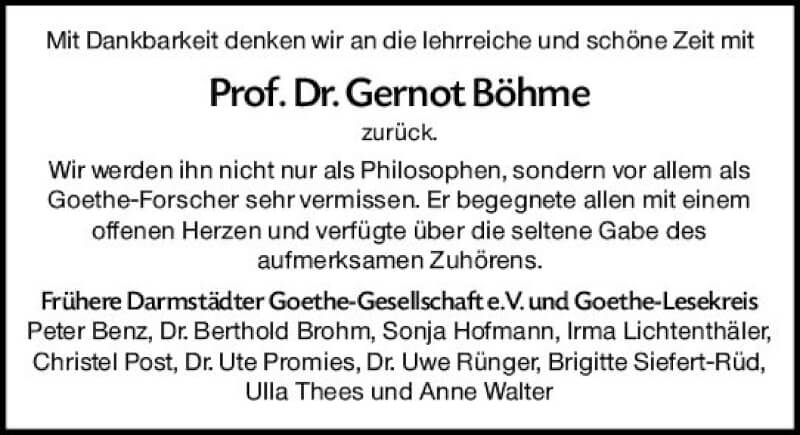  Traueranzeige für Gernot Böhme vom 29.01.2022 aus vrm-trauer Darmstädter Echo