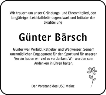 Traueranzeige von Günter Bärsch von vrm-trauer AZ Mainz