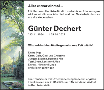 Traueranzeige von Günter Dechert von vrm-trauer Groß-Gerauer Echo