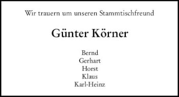 Traueranzeige von Günter Körner von vrm-trauer Darmstädter Echo