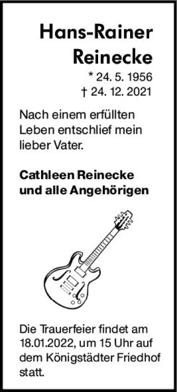 Traueranzeige von Hans-Rainer Reinecke von vrm-trauer Rüsselsheimer Echo / MainSpitze