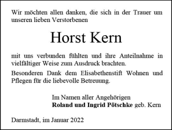 Traueranzeige von Horst Kern von vrm-trauer Darmstädter Echo