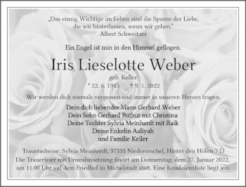 Traueranzeige von Iris Lieselotte Weber von vrm-trauer Odenwälder Echo