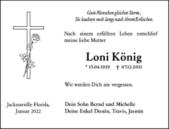 Traueranzeige von Loni König von vrm-trauer Groß-Gerauer Echo