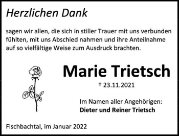 Traueranzeige von Marie Trietsch von vrm-trauer Darmstädter Echo