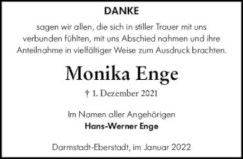 Traueranzeige von Monika Enge von vrm-trauer Darmstädter Echo