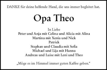Traueranzeige von Opa Theo  von vrm-trauer Darmstädter Echo