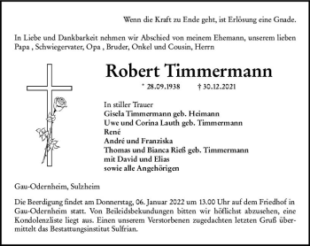 Traueranzeige von Robert Timmermann von vrm-trauer Allgemeine Zeitung Alzey