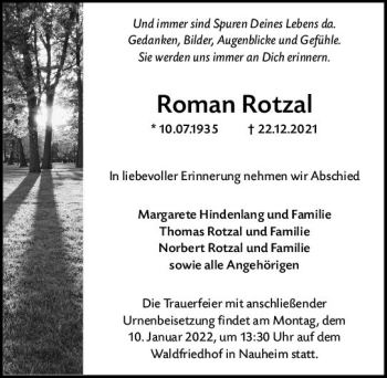 Traueranzeige von Roman Rotzal von vrm-trauer Groß-Gerauer Echo