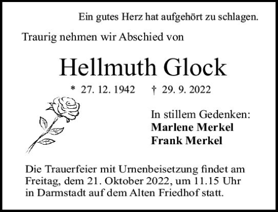 Traueranzeige von Hellmuth Glock von vrm-trauer Darmstädter Echo