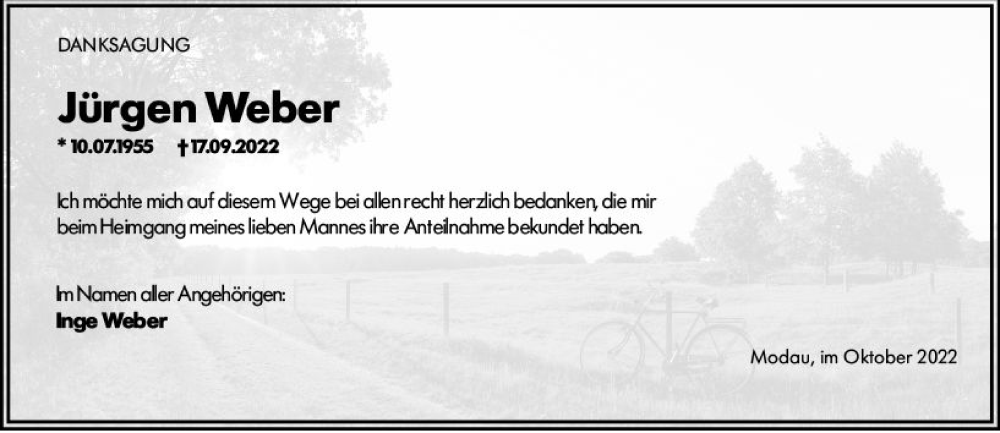  Traueranzeige für Jürgen Weber vom 22.10.2022 aus vrm-trauer Darmstädter Echo