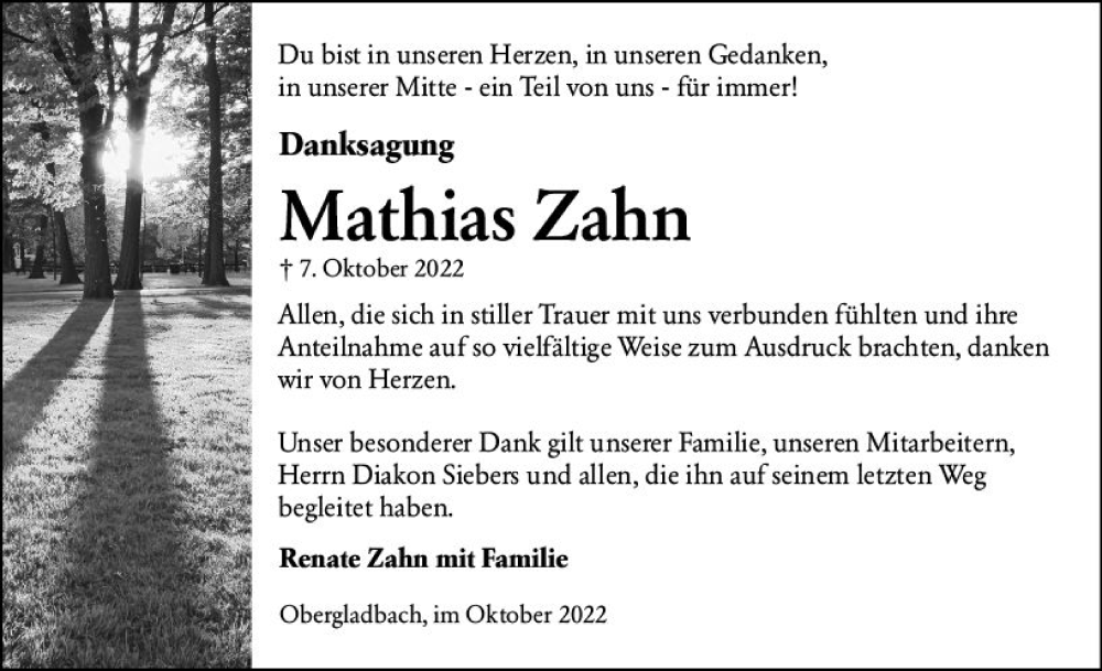  Traueranzeige für Mathias Zahn vom 29.10.2022 aus vrm-trauer Wiesbadener Kurier