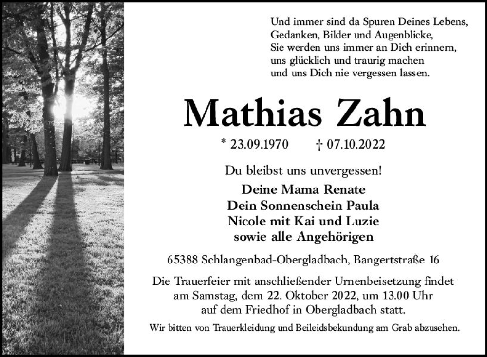  Traueranzeige für Mathias Zahn vom 15.10.2022 aus vrm-trauer Wiesbadener Kurier
