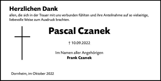Traueranzeige von Pascal Czanek von vrm-trauer Groß-Gerauer Echo