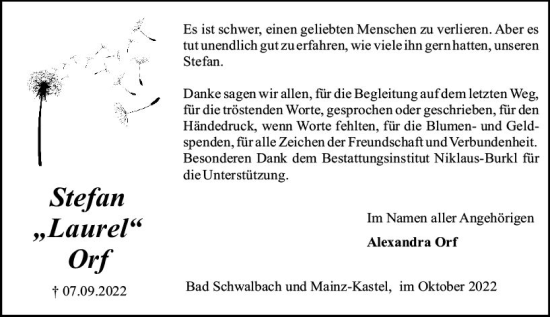 Traueranzeige von Stefan Orf von vrm-trauer AZ Mainz