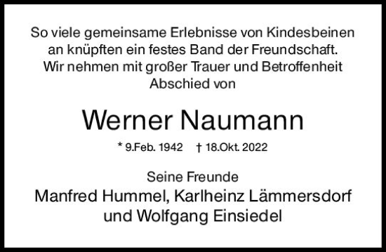 Traueranzeige von Werner Naumann von vrm-trauer Rüsselsheimer Echo / MainSpitze