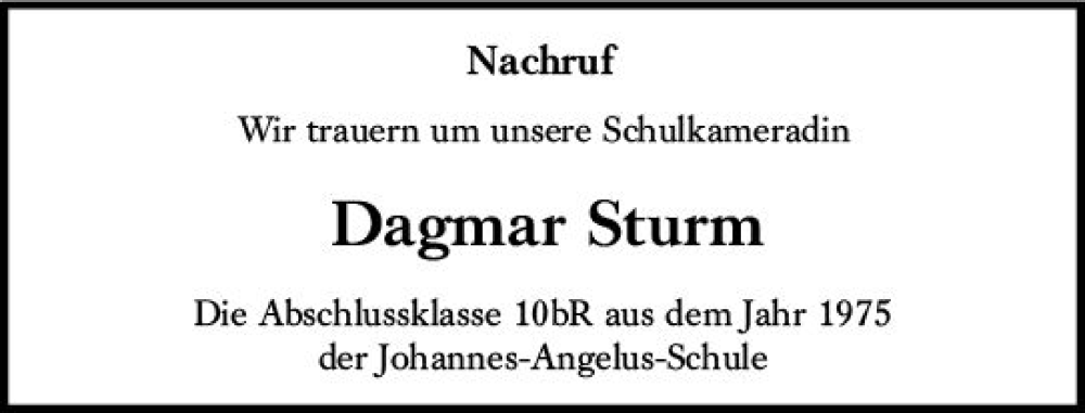  Traueranzeige für Dagmar Sturm vom 02.11.2022 aus vrm-trauer Groß-Gerauer Echo