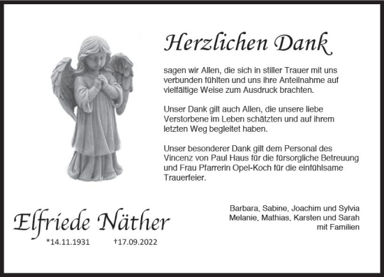 Traueranzeige von Elfriede Näther von vrm-trauer Idsteiner Zeitung
