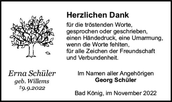 Traueranzeige von Erna Schüler von vrm-trauer Odenwälder Echo