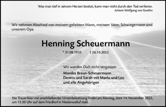 Traueranzeige von Henning Scheuermann von vrm-trauer Rheingau