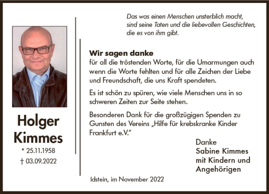 Traueranzeige von Holger Kimmes von vrm-trauer Idsteiner Zeitung