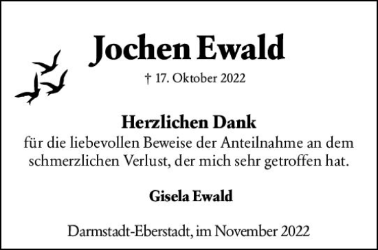 Traueranzeige von Jochen Ewald von vrm-trauer Darmstädter Echo