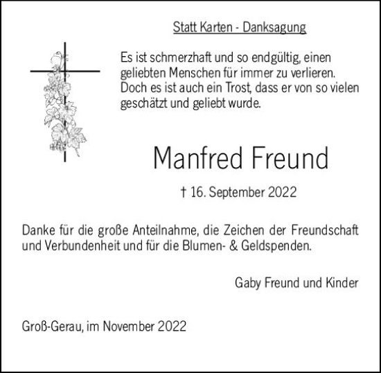 Traueranzeige von Manfred Freund von vrm-trauer Groß-Gerauer Echo