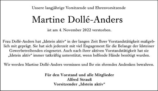 Traueranzeige von Martine Dolle-Anders von vrm-trauer Idsteiner Zeitung