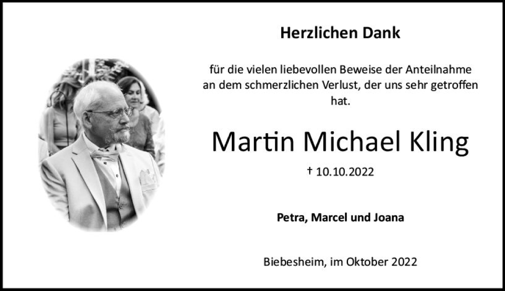  Traueranzeige für Martin Michael Kling vom 05.11.2022 aus vrm-trauer Groß-Gerauer Echo