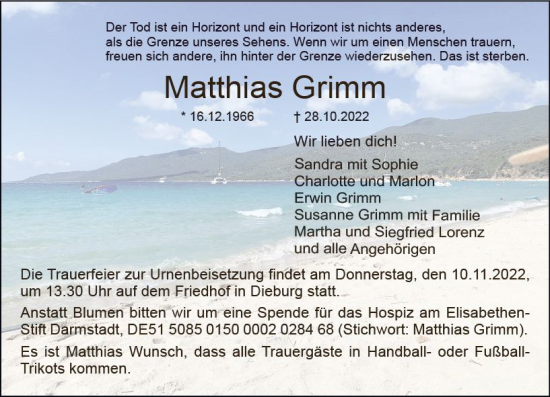 Traueranzeige von Matthias Grimm von vrm-trauer DieburgerAnzeiger/Groß-Zimmerner Lokala