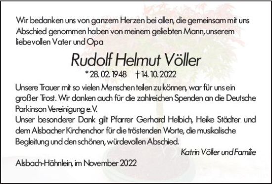 Traueranzeige von Rudolf Helmut Völler von vrm-trauer Bergsträßer Anzeiger
