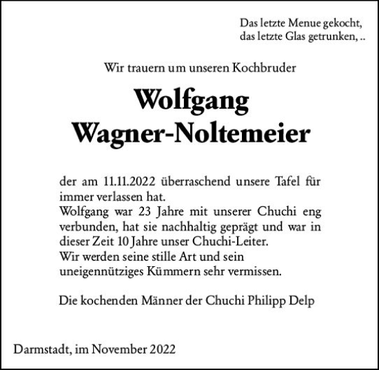 Traueranzeige von Wolfgang Wagner-Noltemeier von vrm-trauer Darmstädter Echo