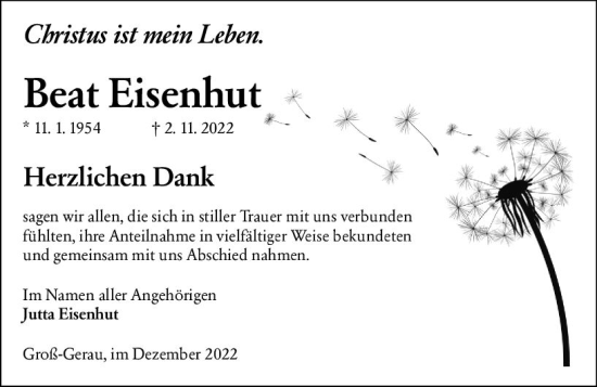Traueranzeige von Beate Eisenhut von vrm-trauer Groß-Gerauer Echo