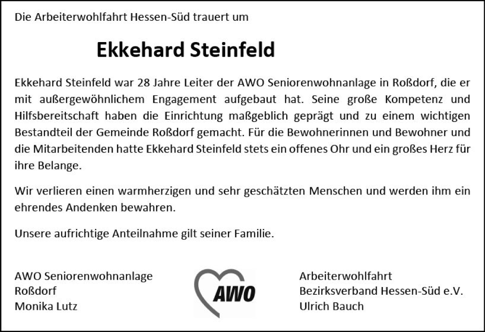  Traueranzeige für Ekkehard Steinfeld vom 17.12.2022 aus vrm-trauer Darmstädter Echo
