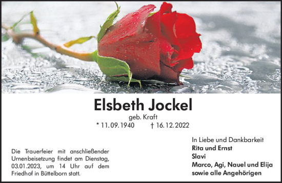Traueranzeige von Elsbeth Jockel von vrm-trauer Groß-Gerauer Echo
