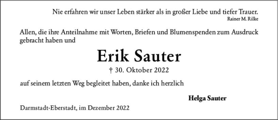 Traueranzeige von Erik Sauter von vrm-trauer Darmstädter Echo
