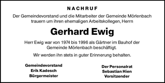 Traueranzeige von Gerhard Ewig von vrm-trauer Bürstädter/Lamperth. Ztg/Starkenburger