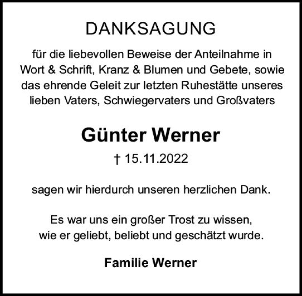  Traueranzeige für Günter Werner vom 10.12.2022 aus vrm-trauer Bürstädter/Lamperth. Ztg/Starkenburger