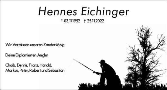 Traueranzeige von Hennes Eichinger von vrm-trauer AZ Mainz