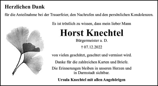 Traueranzeige von Horst Knechtel von vrm-trauer Darmstädter Echo