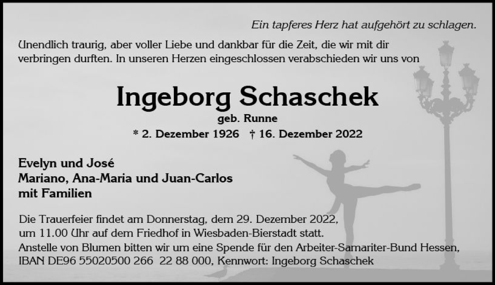  Traueranzeige für Ingeborg Schaschek vom 24.12.2022 aus vrm-trauer Wiesbadener Kurier