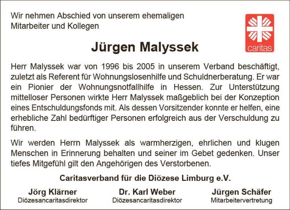 Traueranzeige für Jürgen Malyssek vom 03.12.2022 aus vrm-trauer Wiesbadener Kurier