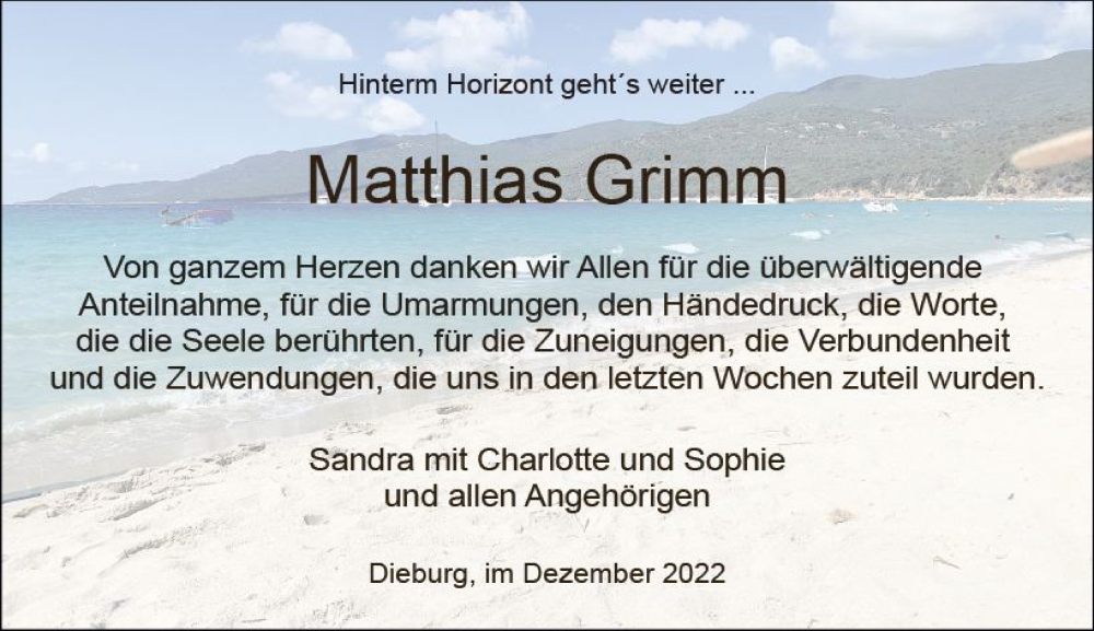  Traueranzeige für Matthias Grimm vom 10.12.2022 aus vrm-trauer DieburgerAnzeiger/Groß-Zimmerner Lokala
