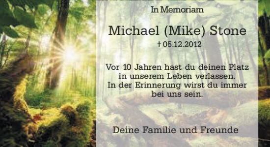 Traueranzeige von Michael Stone von vrm-trauer Bürstädter/Lamperth. Ztg/Starkenburger