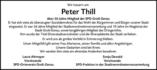 Traueranzeige von Peter Thill von vrm-trauer Groß-Gerauer Echo
