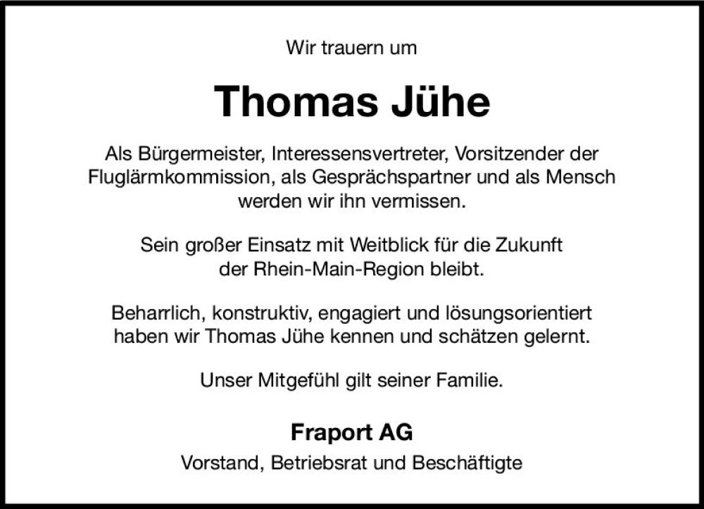  Traueranzeige für Thomas Jühe vom 17.12.2022 aus vrm-trauer Rüsselsheimer Echo / MainSpitze