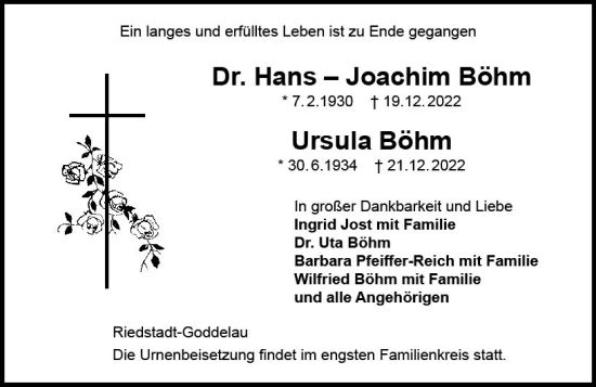 Traueranzeige von Ursula Böhm von vrm-trauer Groß-Gerauer Echo