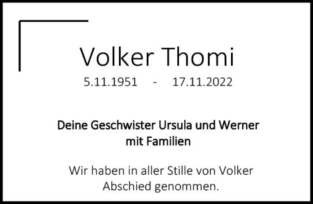  Traueranzeige für Volker Thomi vom 10.12.2022 aus vrm-trauer Darmstädter Echo